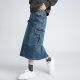 Pocket denim skirt and A-line mid-length dress