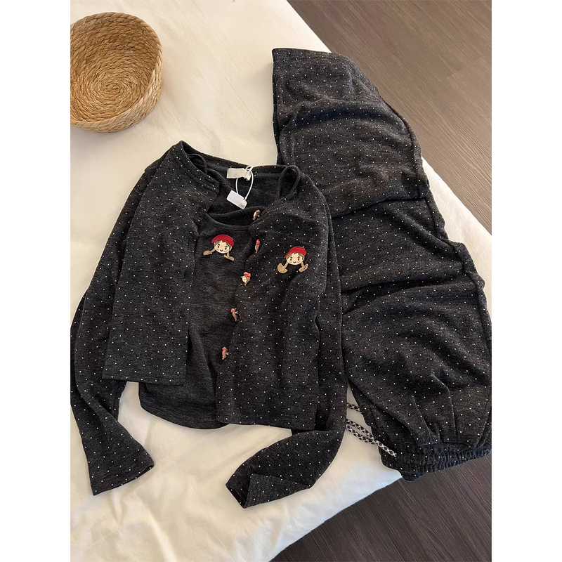 Japan Gp&Jp Little Red Riding Hood Polka Dot Soft Pajamas Women's Spring and Autumn Style Camisole Cardigan Homewear Three-Piece Set Japan Gp&Jp Little Red Riding Hood Polka Dot Soft Pajamas Women's Spring and Autumn Style Camisole Cardigan Homewear Three-Piece Set