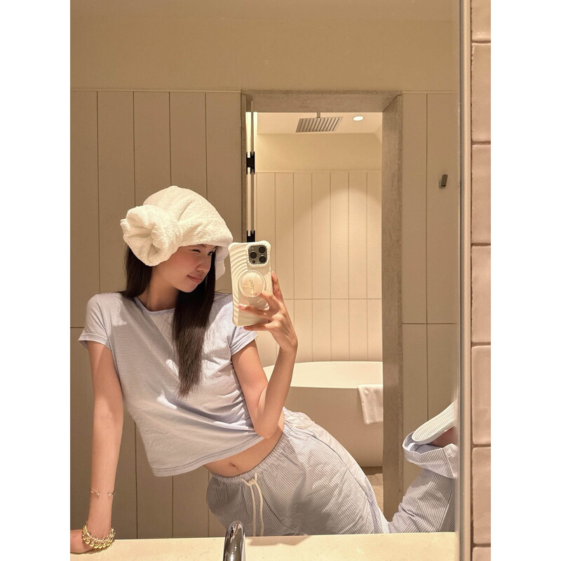 Japanese Gp&Jp Korean-Style Round-Neck Slim-Fit Pajamas for Women, New Summer High-Waisted Casual Long Pants Home Wear Two-Piece Set