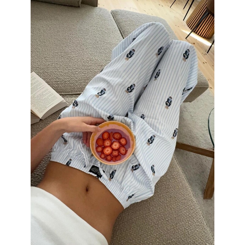 Japanese Gp&Jp Design Striped Bear Print Pajama Pants for Women, Summer New Style, Large Size Loungewear Long Pants Japanese Gp&Jp Design Striped Bear Print Pajama Pants for Women, Summer New Style, Large Size Loungewear Long Pants