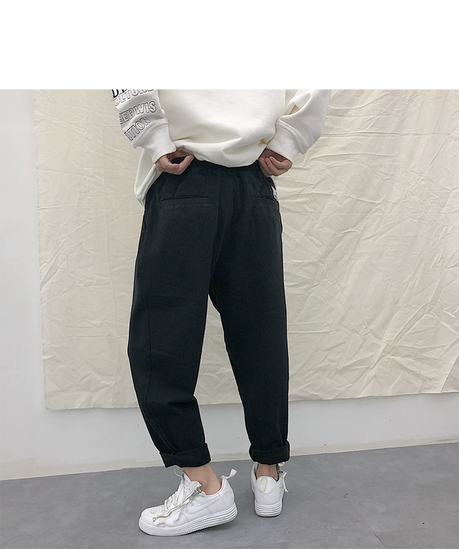 Danielandzee 18 mùa thu hoang dã co giãn eo micro-span lỏng nước rửa quần rắn màu vải quần thường quần thô nam