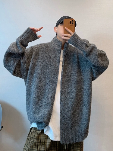 Демисезонный ретро свитер с молнией, брендовая куртка, свободный крой