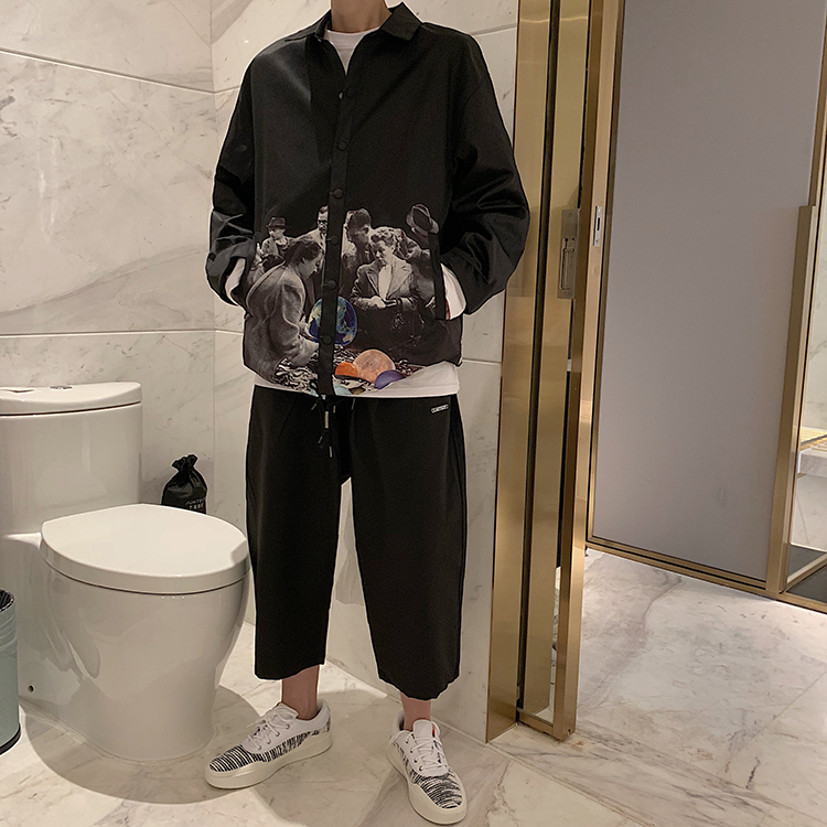 Danielandzee 19 mùa xuân và phiên bản Hàn Quốc của xu hướng vũ trụ đầy sao in hình áo khoác đen cho bé trai - Áo khoác đôi áo khoác cặp đẹp