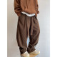 Dannyandzee spring retro chestnut brown thick strips drape corduroy ribbon machete pants casual pants