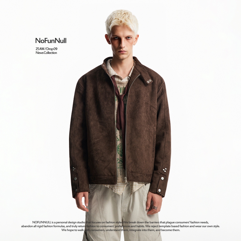 Nofunnull American High Street Vibe Suede Jacket for Men and Women, Autumn Retro Barn Style Cool Harrington Jacket Nofunnull American High Street Vibe Suede Jacket for Men and Women, Autumn Retro Barn Style Cool Harrington Jacket