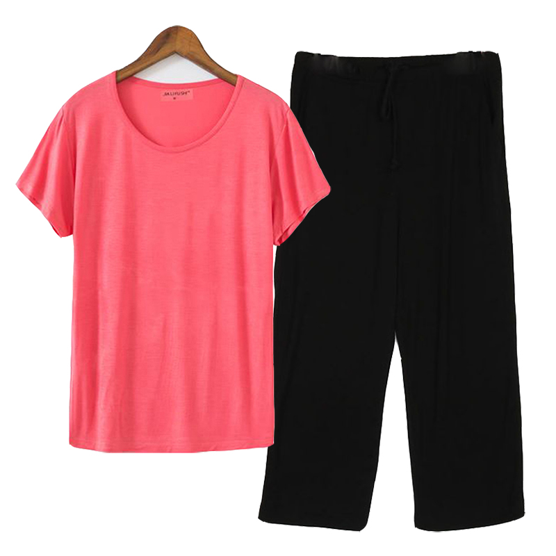 Mùa hè nữ cắt quần tây pyjama quần ra giản dị trơn trượt cộng với kích thước quần ngủ bảy điểm quần short modal chất béo quần legging nam