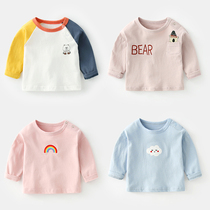 Baby Long sleeve T-shirt Pure cotton Girls  top 3 Childrens base shirt Autumn small baby clothes Boy childrens clothing spring and autumn