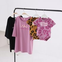 Parent-Child Costume family of three 3-month baby shirt mothers T-shirt summer 1-2-year-old baby Summer thin model