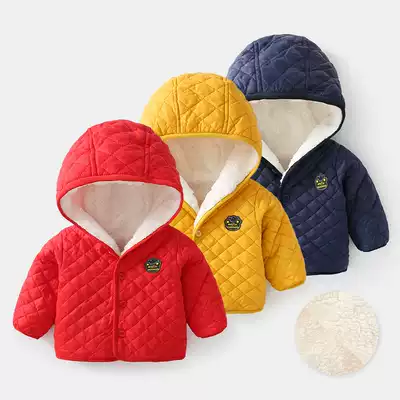 Infant coat winter cotton clothes female baby red clothes thick cotton padded jacket newborn cotton clothes plus velvet winter coat