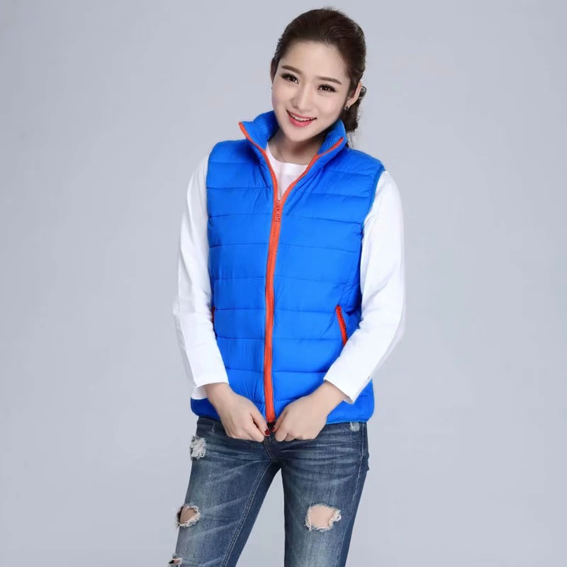 Nhóm tùy chỉnh xuống bông vest vest vai tùy chỉnh quần áo công việc đứng cổ áo dây kéo dày vest vest in logo áo khoác mùa đông nam