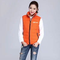 Nhóm tùy chỉnh xuống bông vest vest vai tùy chỉnh quần áo công việc đứng cổ áo dây kéo dày vest vest in logo áo khoác mùa đông nam