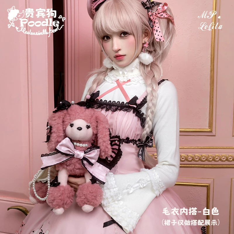 Залог Шпруц Original Lolita юбка, повседневная печатная горошек милый щенок и жемчужная коробка