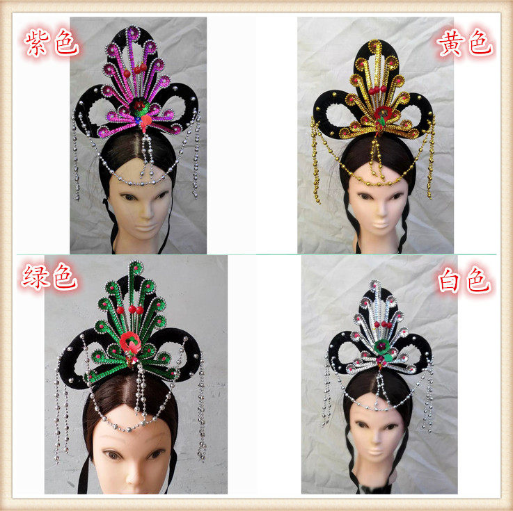 Dance Headdress Maiden Seven Fairies Headdress Classical Dance Ancient Dress Headdress Performance Wig Fairy Ancient Building