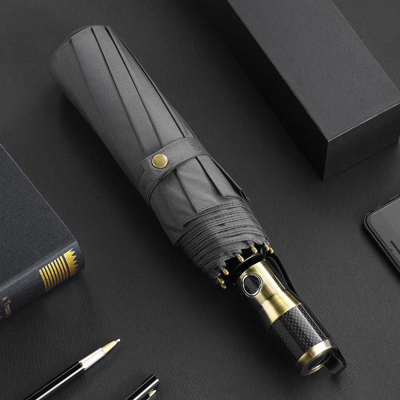 MRS high-end automatic umbrella men's large reinforced and strong wind-resistant, sunny-rain dual-use men's folding umbrella gift