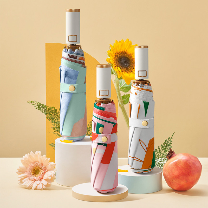 MRS Automatic Umbrella Ladies Rain and Rain Sunshade Sunscreen Anti-UV Folding Sunshade Student Light