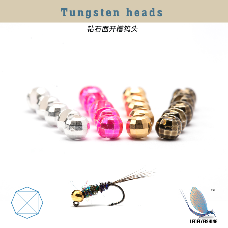 Diamond face flying fly fishing slotted tungsten head JG head beads tied for material Lefly fishing-Taobao