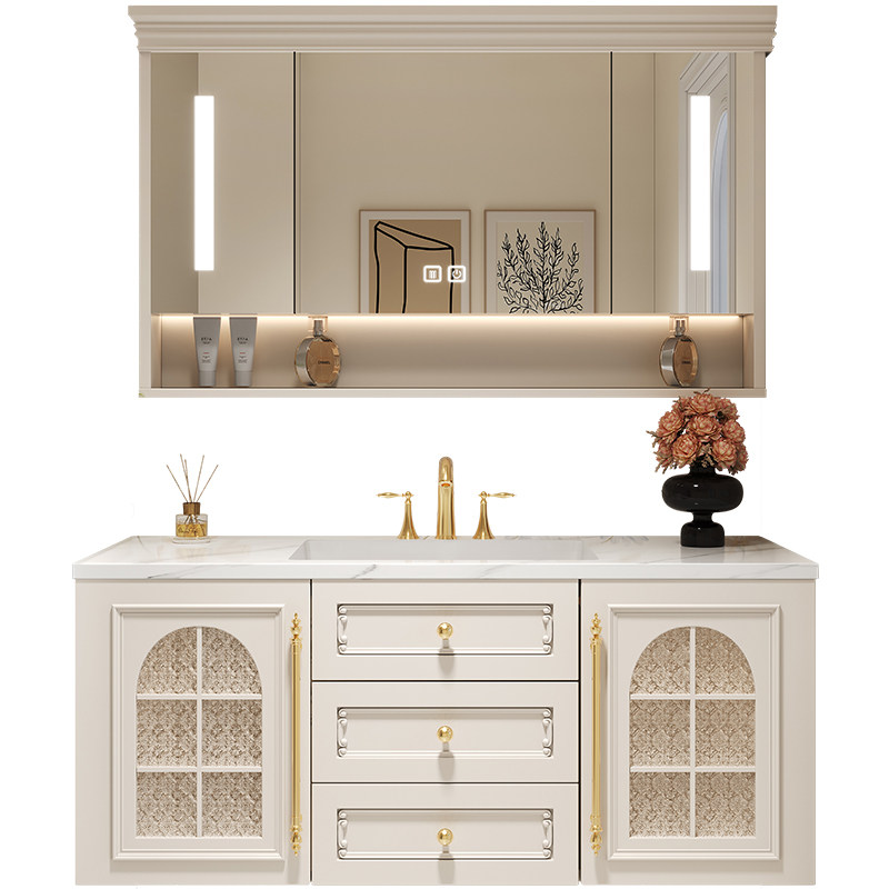 2026年法式岩板无缝浴室柜陶瓷一体盆组合实木洗手柜如何选？