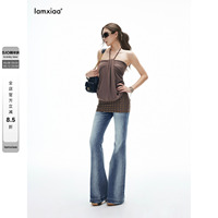 iamxiaa *90s’ rivet lace-up neckline waist bandeau hip-covering retro dress short skirt