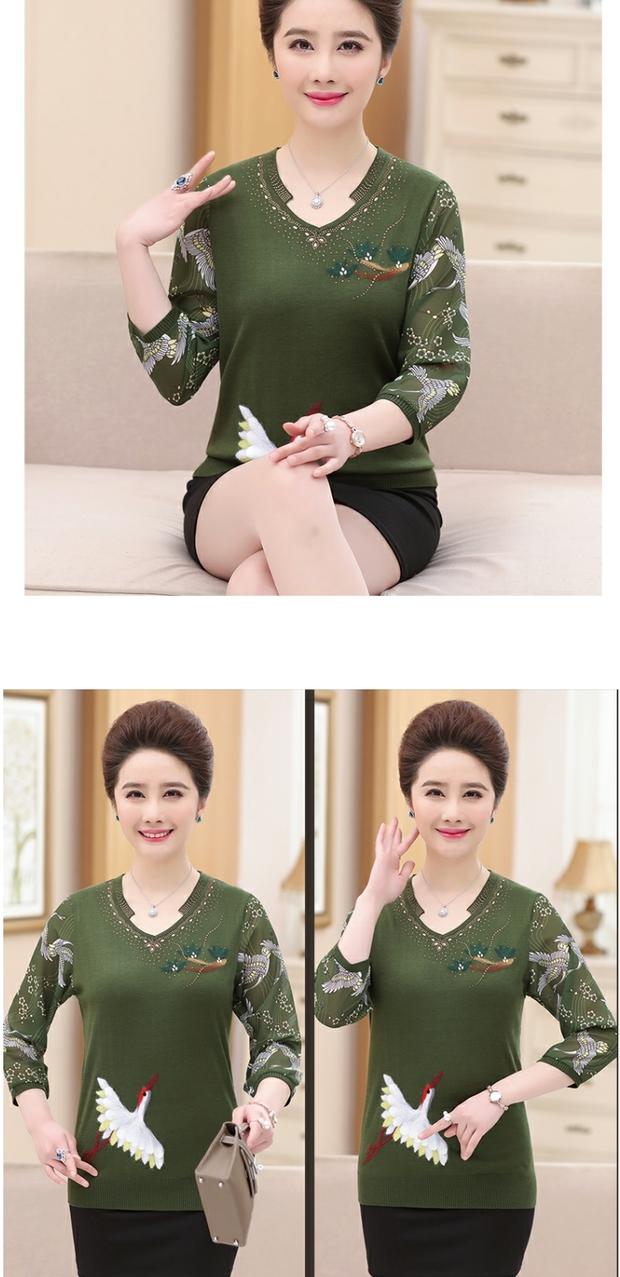 Áo phông mới 2019 cho mẹ mùa xuân và mùa thu voan trung niên đoạn ngắn chạm đáy áo sơ mi 40 tuổi 50 áo sơ mi nữ trung niên - Quần áo của mẹ mẫu đầm trung niên đẹp nhất hiện nay