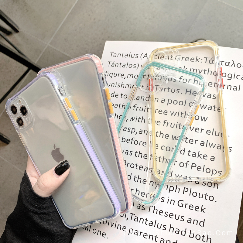 Confectionery colour rims apply 13 12 11ProMax Apple XS XR mobile phone protective shell iPhone7p transparent 8plus