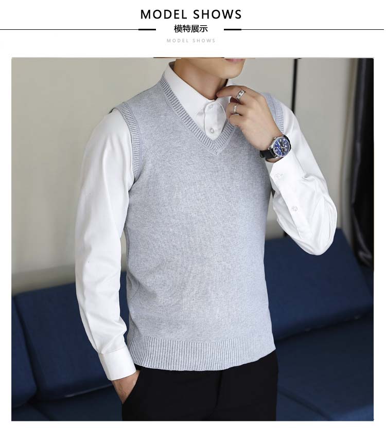 Vest nam mùa thu đông phiên bản Hàn Quốc áo len ấm áp đan áo len mỏng thanh niên áo len không tay áo len không tay nam