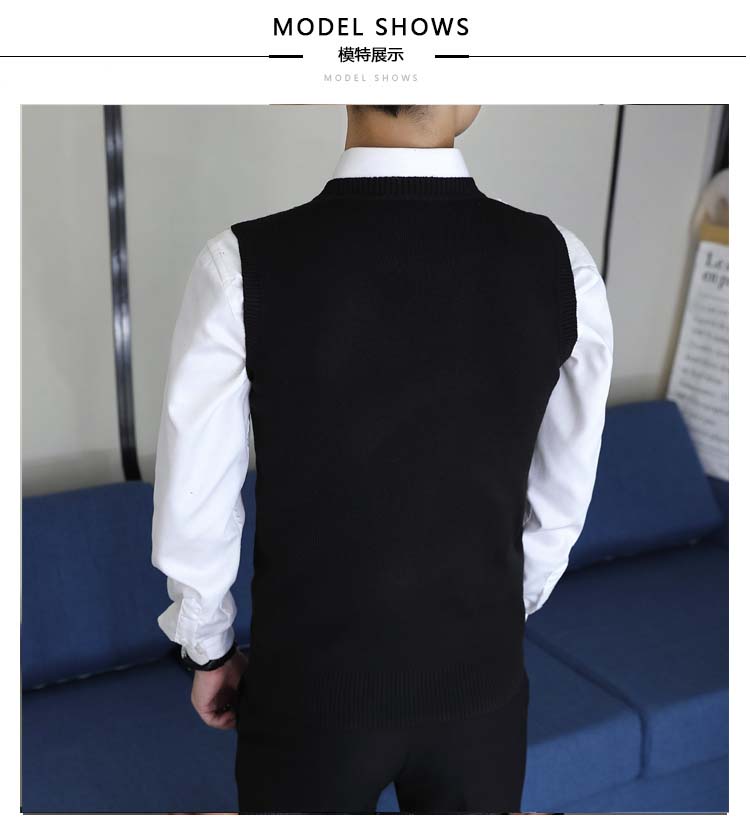 Vest nam mùa thu đông phiên bản Hàn Quốc áo len ấm áp đan áo len mỏng thanh niên áo len không tay áo len không tay nam