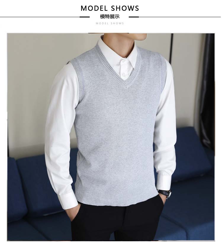 Vest nam mùa thu đông phiên bản Hàn Quốc áo len ấm áp đan áo len mỏng thanh niên áo len không tay áo len không tay nam