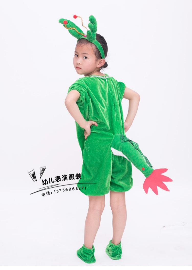 Trang phục biểu diễn động vật của trẻ em Xiao Qinglong Người lớn 12 Zodiac Xiaolong People Cartoon Performance Quần áo mẫu giáo hãng quần áo trẻ em