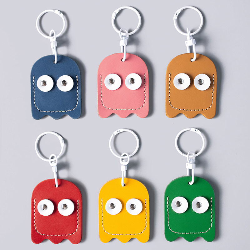 Head Layer Cow Leather Handmade Door Fasting of Cute Cartoon Genuine Leather Drop Shaped Community Elevator Card Protective Sleeve Key Clasp