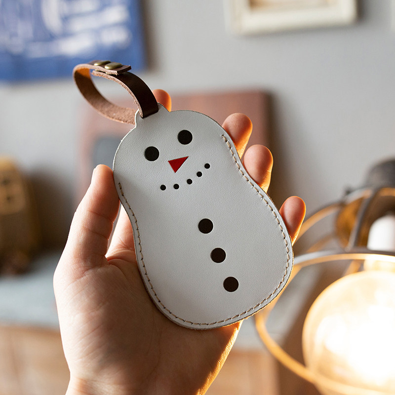 New handmade first layer cowhide cute student card leather campus card set bus card ID lanyard protection leather case