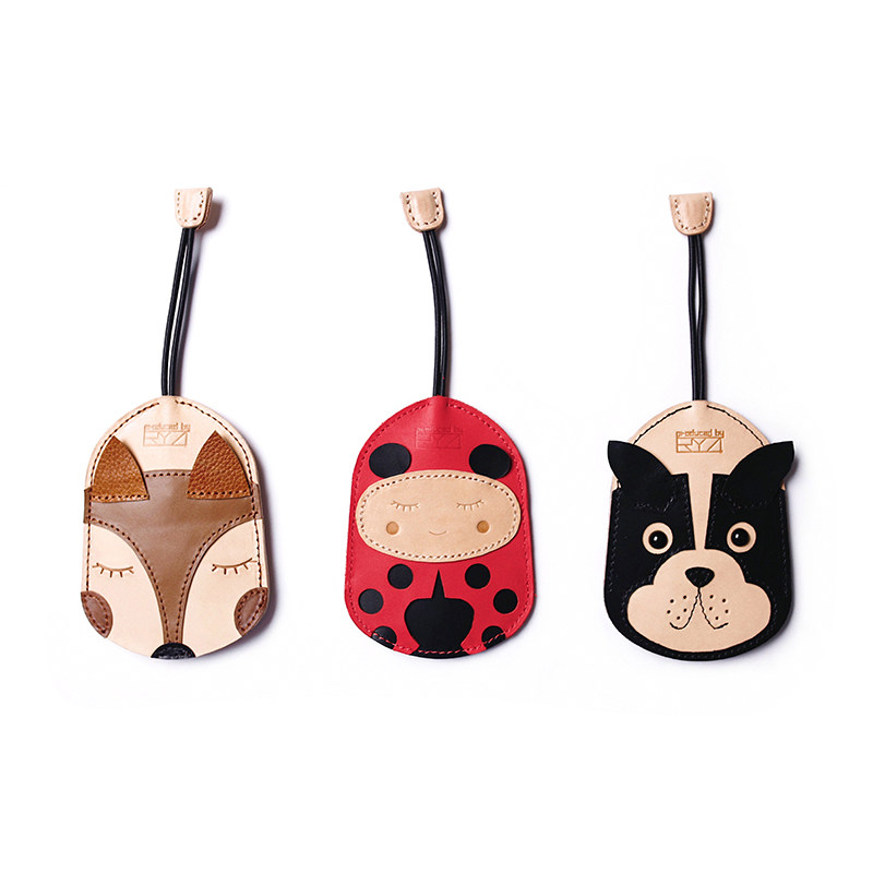 Original handmade leather creative pull-out car universal key bag cowhide cute home key storage bag