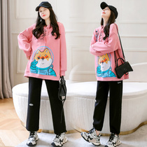 Pregnant women winter suit fashion sweater autumn winter plus velvet padded jacket winter style 2021 New wear Net Red