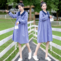 Pregnant woman Liondress Long dress length Spring dress suit Fashion style net red shirt Dress Spring Autumn and Breastmilk Dress Spring Autumn New