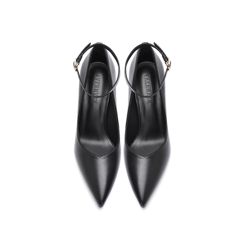 Genuine Leather Professional High-Heeled Shoes for Women, Stiletto Heel, Pointed Toe, Single Strap, Black Work Shoes, Small Size, White Soft Leather Shoes