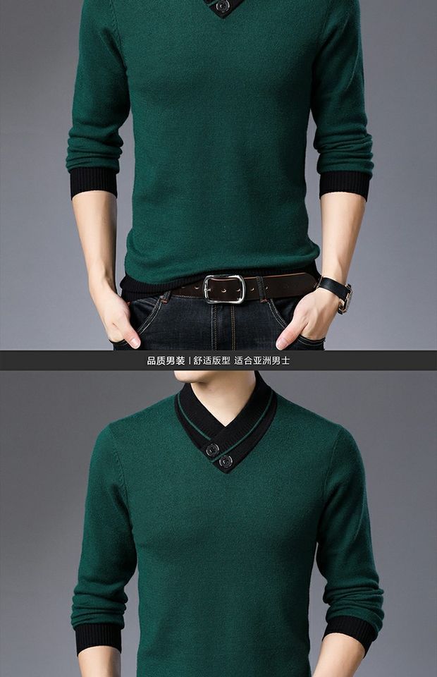 Áo len cashmere nam dày áo len nam 2018 áo len mới mùa thu và mùa đông mẫu áo len ấm áp Áo len - Áo len Cashmere quần áo thời trang nam