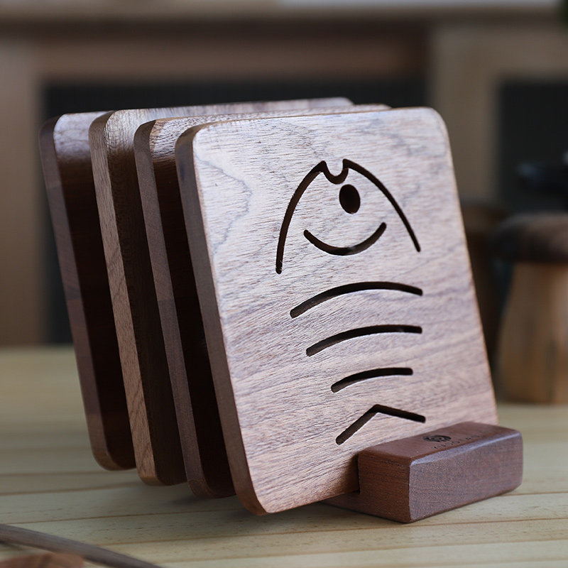 Love Plus Home Day Style Solid Wood Heat Insulation Mat Pan Mat U Sandalwood Cup Mat Thickened Anti-Burn Pan Mat Wooden Table Mat Dining Mat