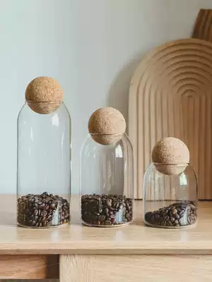 Aijia home coffee cans sealed cans coffee beans storage cans Cork glass bottles storage cans miscellaneous grains storage cans