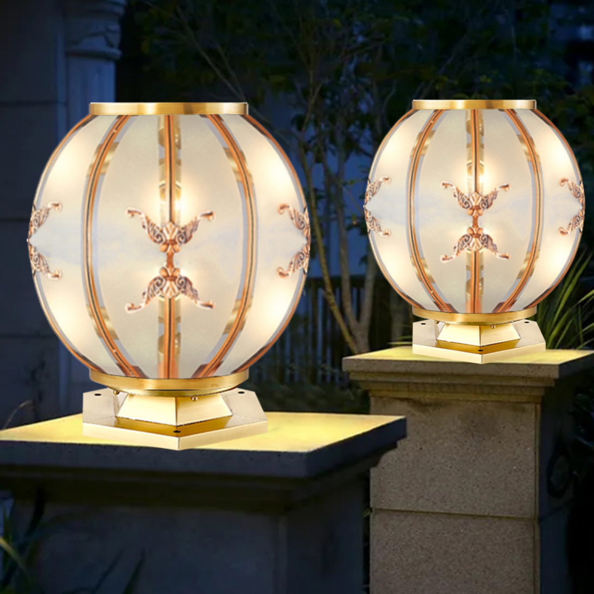 Solar Column Headlights Outdoor Waterproof Gate Lamp Courtyard Wall Decoration Villa Arrangement Brief Chinese Pillar Lamp