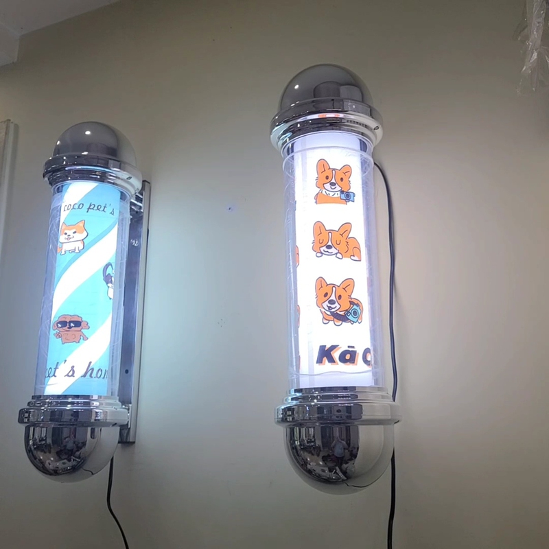 360-Degree Rotating Luminous Pet-Themed Coffee Hot Pot Barbecue Acrylic Tube Sign Lightbox Personalized Advertising Graphics