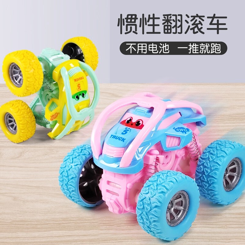 Inertial Four-Wheel Drive Rolling Off-Road Vehicle, Somersaulting Children's Pull-Back Toy Car, Durable for Girls, Boys, and Babies