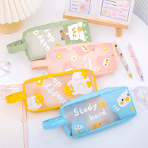 Han version Large capacity pen bag Hand in high face value Student cute transparent stationery containing lead pencil case stationery bag