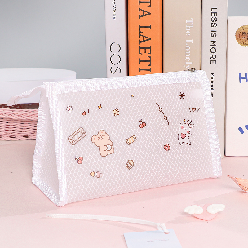 Simple translucent pencil bag matte exam pencil bag exam high-capacity primary school student female stationery bag pencil bag