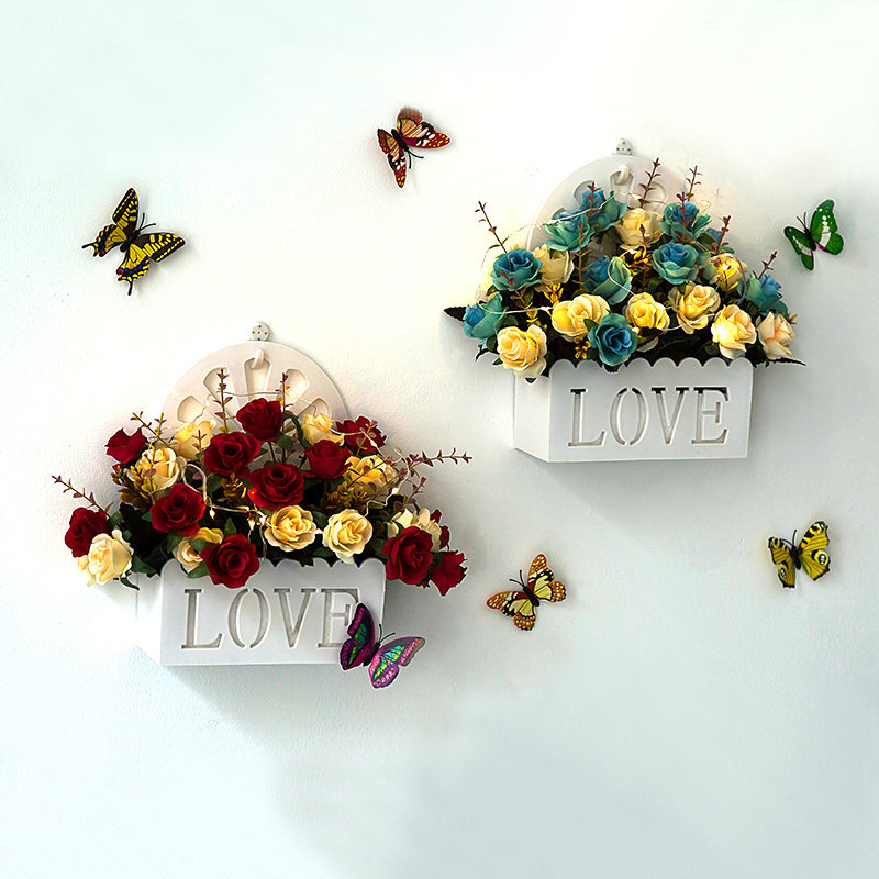 Wall Trim Pendant Creative Simulation Flower Basket Fake Flower Hanging Basket Home Living Room Wall-mounted Bedroom Wall Wall Ornaments-Taobao