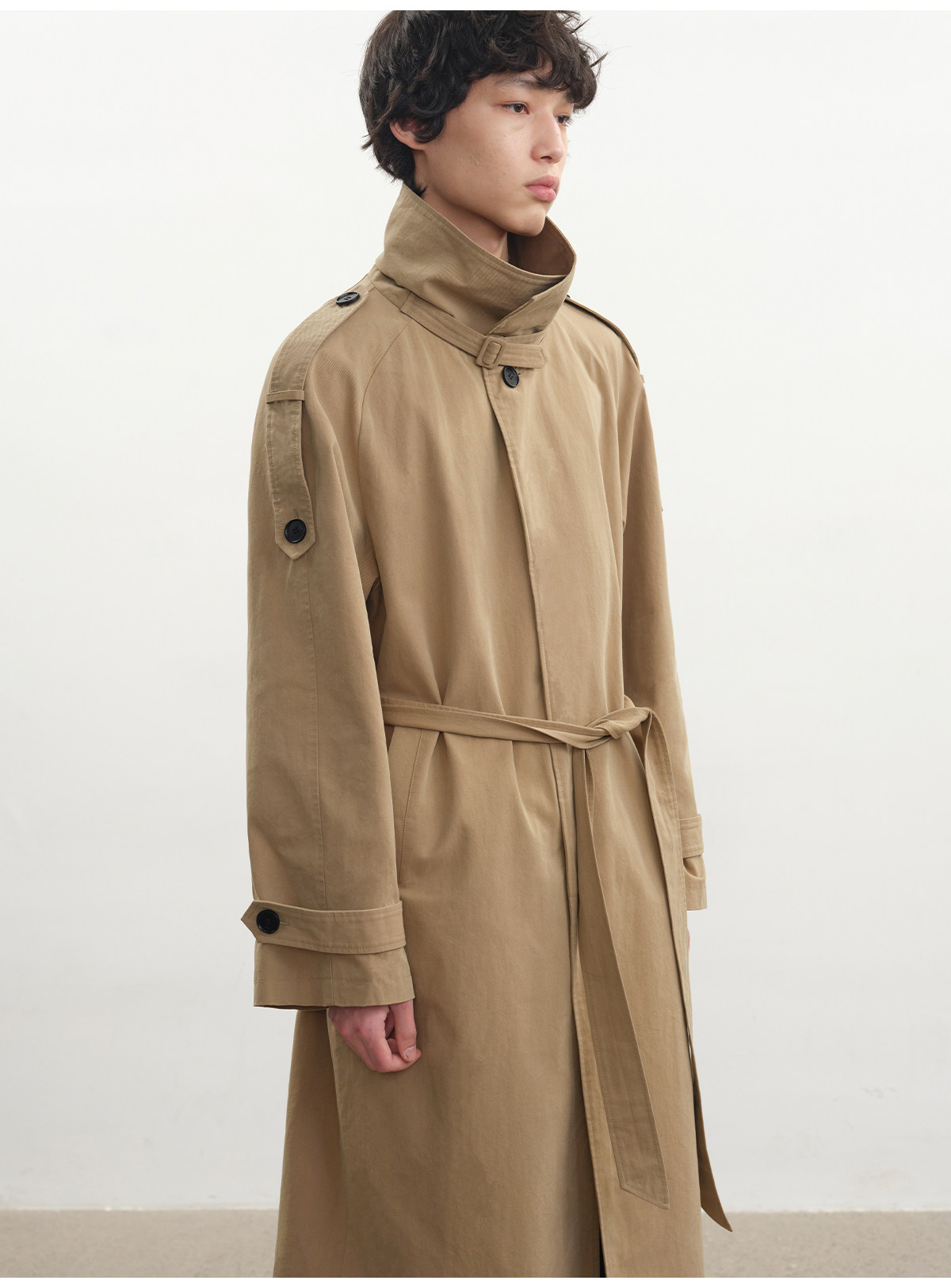 JCAESAR Khaki Belted Trench Coat