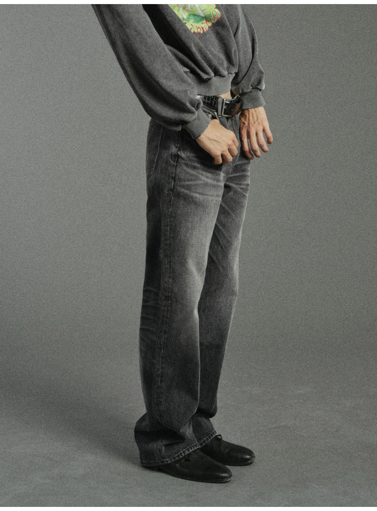 JCAESAR Center Line Washed Straight-Leg Jeans