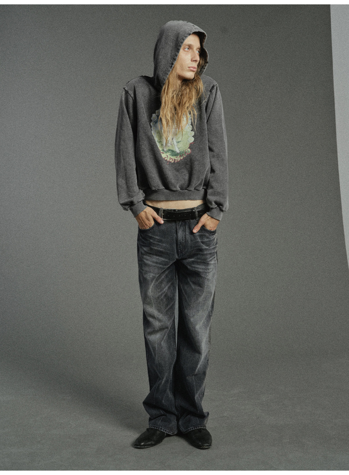JCAESAR Center Line Washed Straight-Leg Jeans