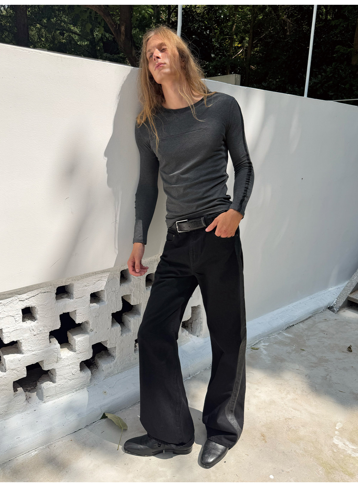 JCAESAR Linear Two-Tone Slim Tee