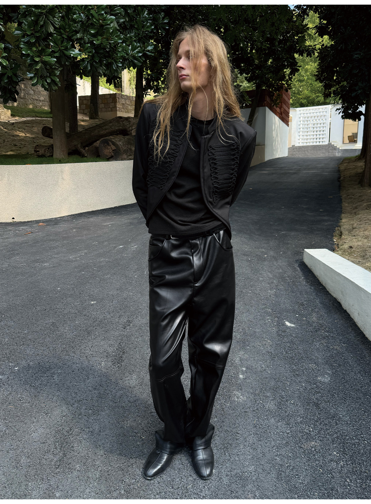JCAESAR Eco-Friendly Leather Straight-Leg Pants