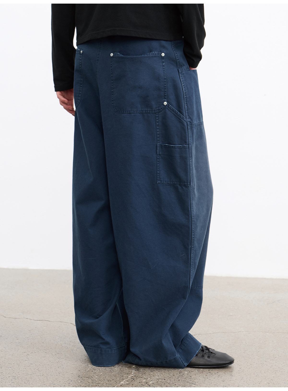 JCAESAR Blue Washed Distressed Logger Pants