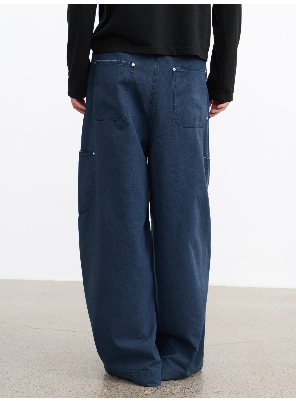 JCAESAR Blue Washed Distressed Logger Pants
